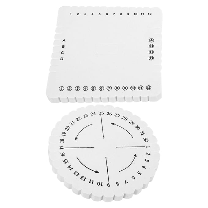 2 Stuks Rond Vierkant Kumihimo Schijf Macramé Gevlochten Koord String Armband Handgemaakt Weefschijf Small wit