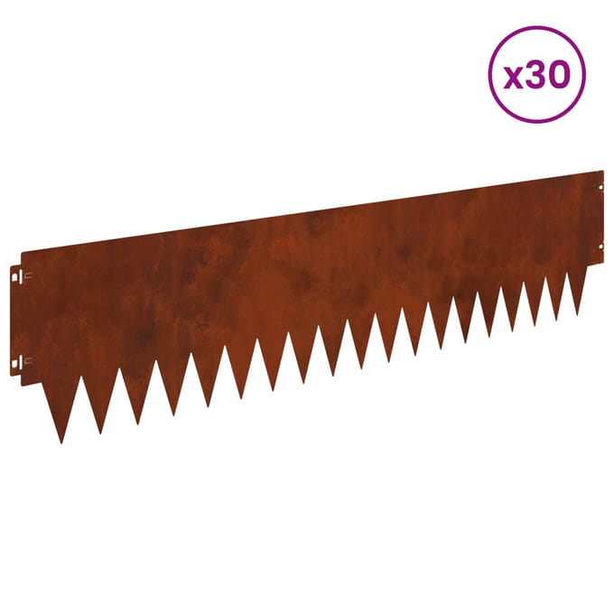 vidaXL - Gazonrand - 30 - st - 103 - x - 25 - cm - Staal - Roestkleurig