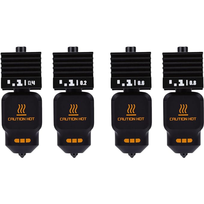 4 Stuks Hotend Vervanging voor Bambu Lab P2S H2D H2S H2C 3D Printer 0.2 0.4 0.6 0.8MM Hotend Set met Siliconen Hoes black