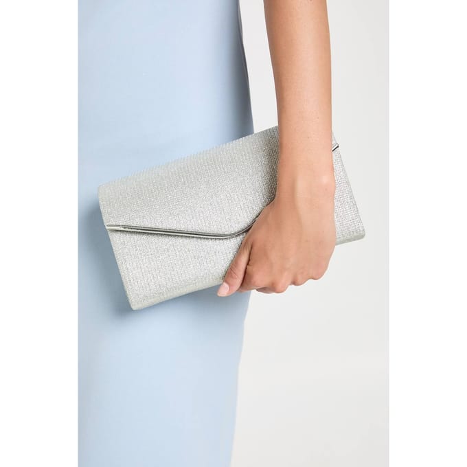boohoo Dames Grote Zilveren Glitter Envelop Clutch Tas
