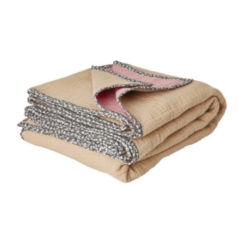 Rice plaid crinkle 140 x 200 - beige / zacht roze