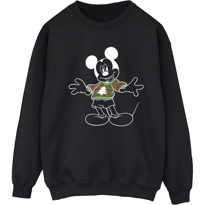 Disney Dames/Dames Mickey Mouse Xmas Jumper Sweatshirt (Zwart)