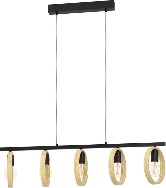 EGLO Ipsden Hanglamp - E27 - 100,5 cm - Zwart/Bruin
