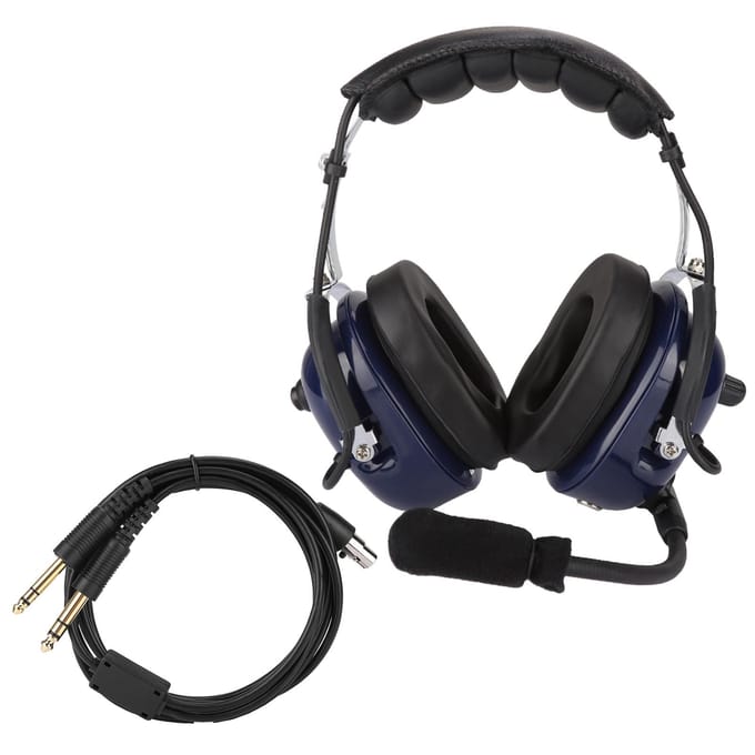 Algemene Luchtvaart Headset, Dubbele Stekker Pilotenkoptelefoon, 3.5mm Geluidsreductie Headset voor Piloten wit