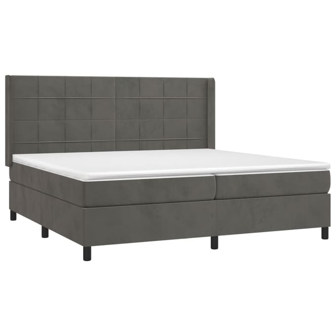 vidaXL - Boxspring - met - matras - fluweel - donkergrijs - 200x200 - cm