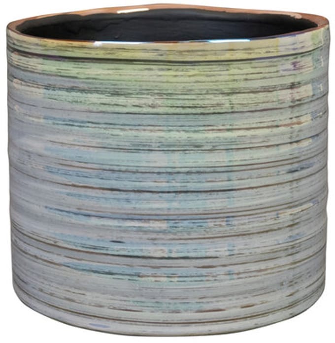 Ter Steege Bloempot Ribbel Blauw Parelmoer D 19 cm H 16 cm opening 16