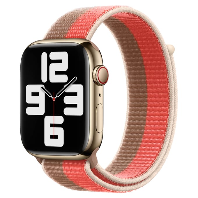 Apple Watch Sport Loop  - 45 mm - Pink Pomelo/Tan - Regular - voor Apple Watch SE/5/6