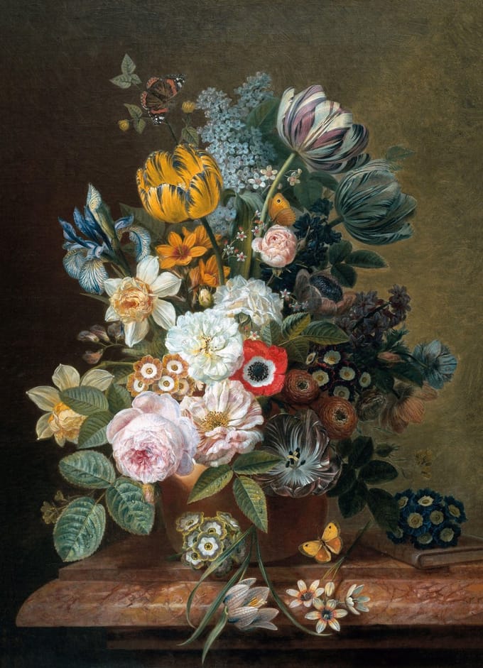 Art for the Home Stilleven met Bloemen Canvas 100x70 cm