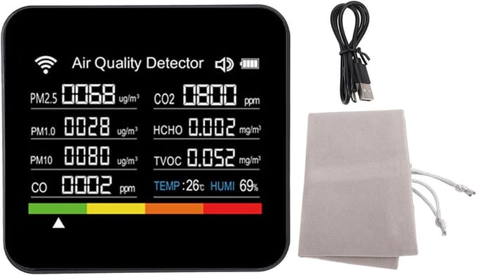 Luchtkwaliteit Meter - Tester - Binnen Lucht - 14 Functies WiFi - 2.8 Inch Scherm