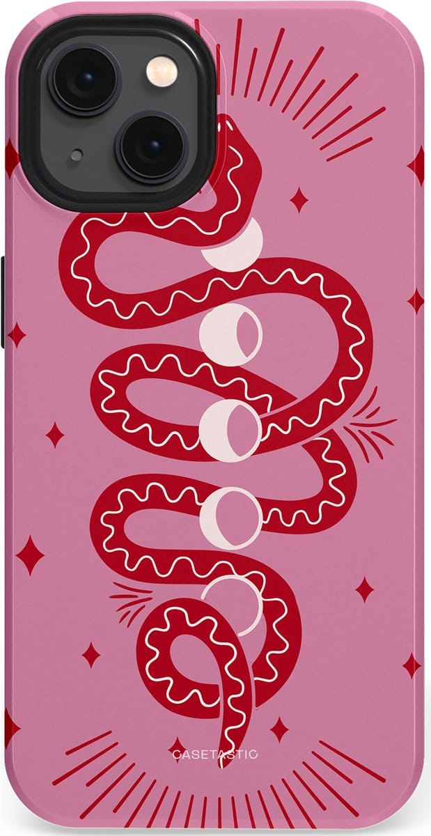 Casetastic hoesje geschikt voor Apple iPhone 13 - MagSafe - Dubbellaagse bescherming - Eclipseslang - Fashion Case - Lila Koraal