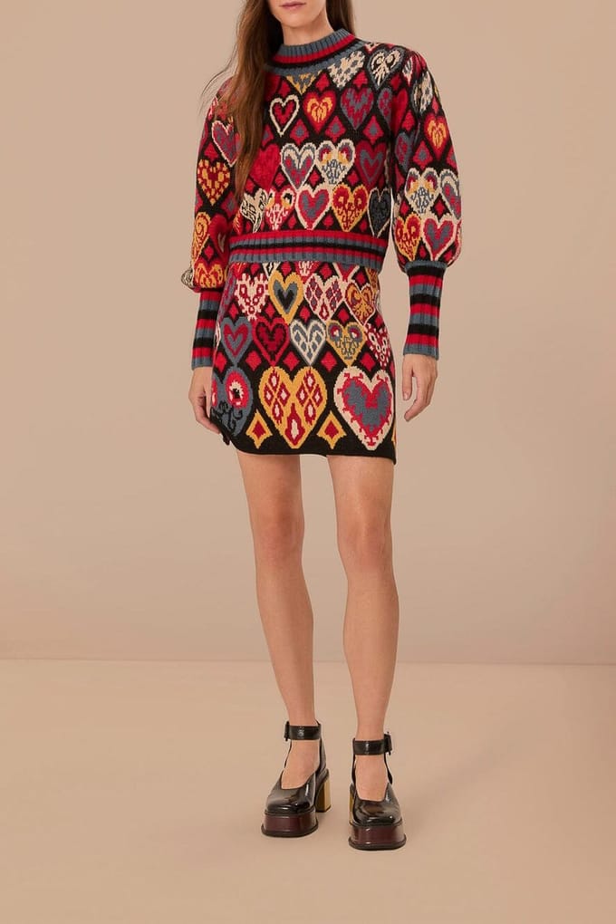 FARM Rio Hearts Ikat Black Knit Sweater Taglia: XS | Maglioni a maglia Outlet | Donna | Nero