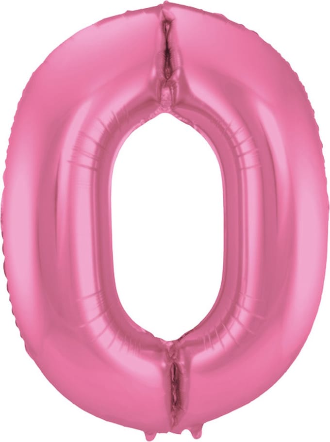 Folat - Folieballon Cijfer 0 Roze Metallic Mat - 86 cm