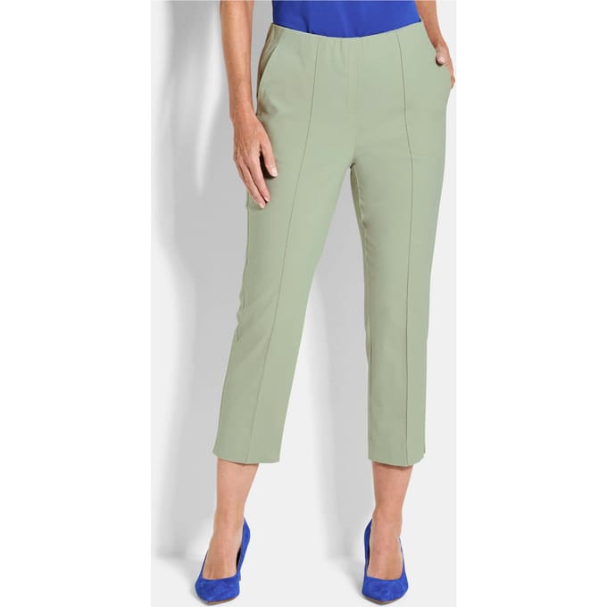 7/8-broek BELLA van bengaline, met biesjes - grijsgroen - Gr. 46 van Goldner Fashion
