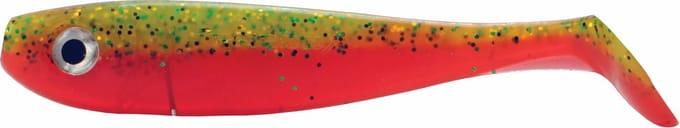 Predox Willy Wonker Shad 7,5 cm Limetreuse softbait voor baars, snoekbaars en roofblei Fire Tiger