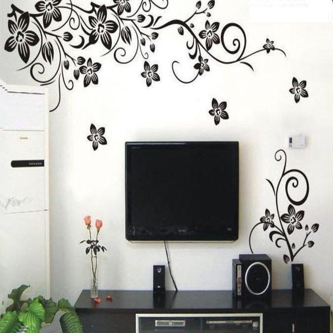 Muursticker Bloem | Bloem Muursticker 80x100  | Zwart