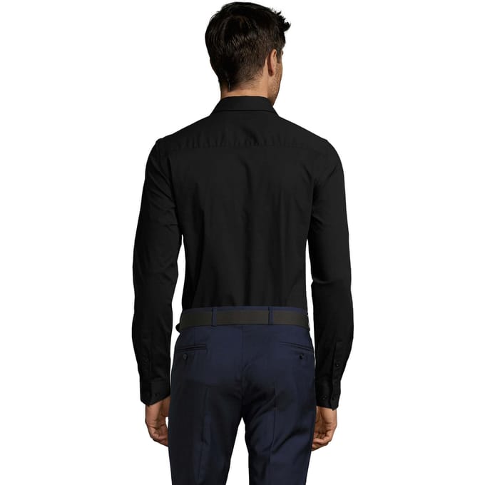 SOLS Heren Blake Stretch Shirt Met Lange Mouwen (Zwart)