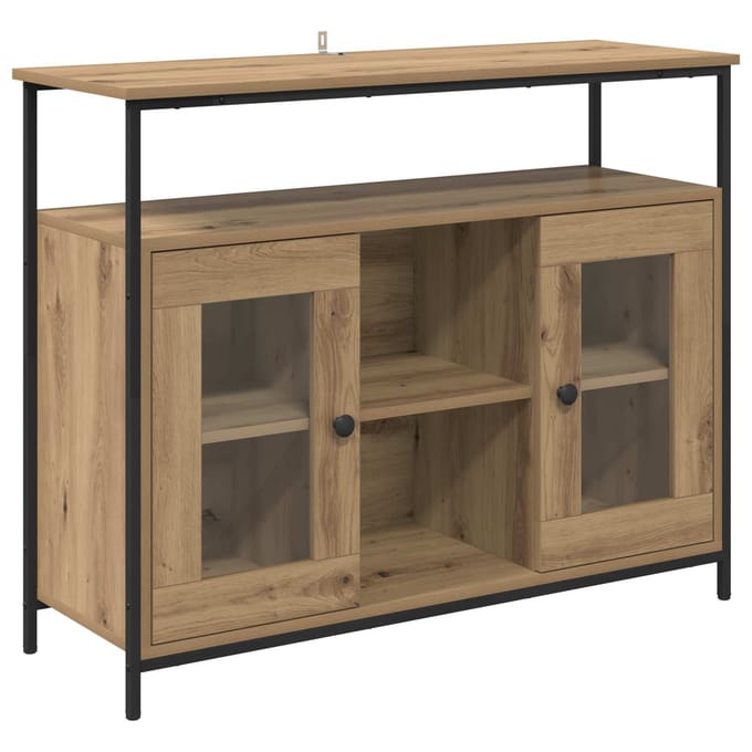 vidaXL - Dressoir - Artisan - Eiken - 100 - x - 35 - x - 80 - cm - Bewerkt - hout