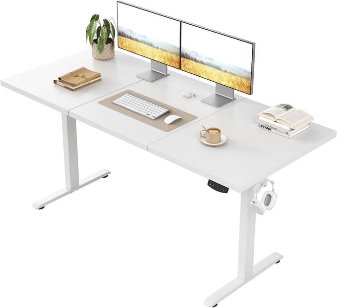 Elektrisch In Hoogte Verstelbaar Bureau Sta-Zit Bureau 130x60 cm Wit