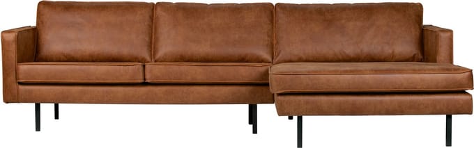 WOOOD Rodeo Chaise Longue Rechts - Leer - Cognac - 85x300x86