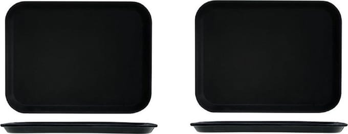 Dienblad - 2x - zwart - kunststof - 30x41 cm - antislip - serveerblad - horeca