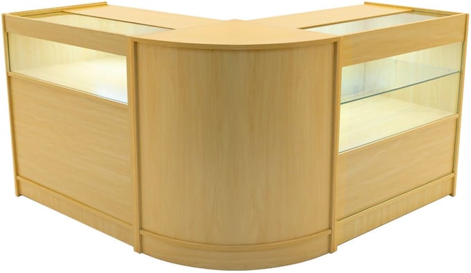 Adonis led-winkeltoonbankset - esdoorn - 240x60x90 cm - helder wit led