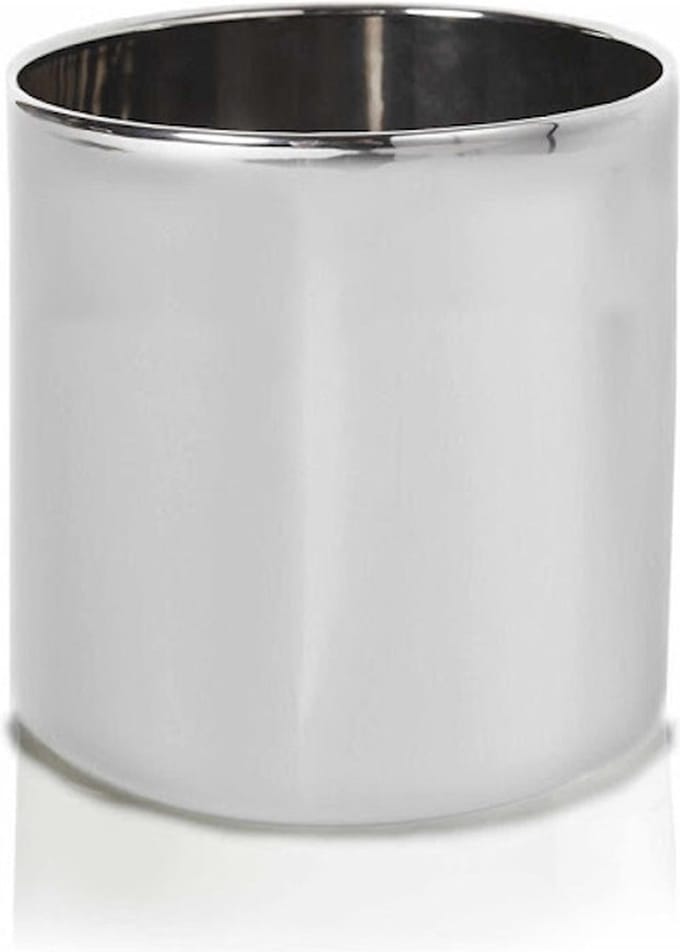 Polnix Serie - Zilveren Keramische Bloempot - 13 cm - Cilindervormig - Glanzend