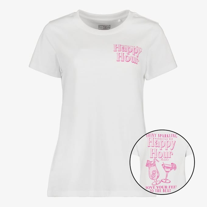 TwoDay dames T-shirt met backprint wit - Maat M