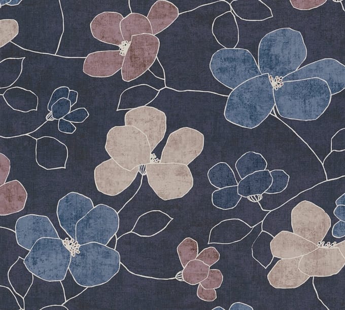 BLOEMEN BEHANG | Abstract - Blauw Grijs Lila - A.S. Création Nordic Feeling