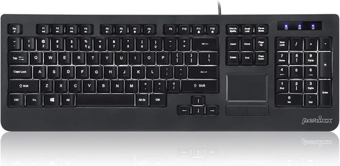 Perixx Fullsize Toetsenbord met Achtergrondverlichting en Touchpad - Nederlands