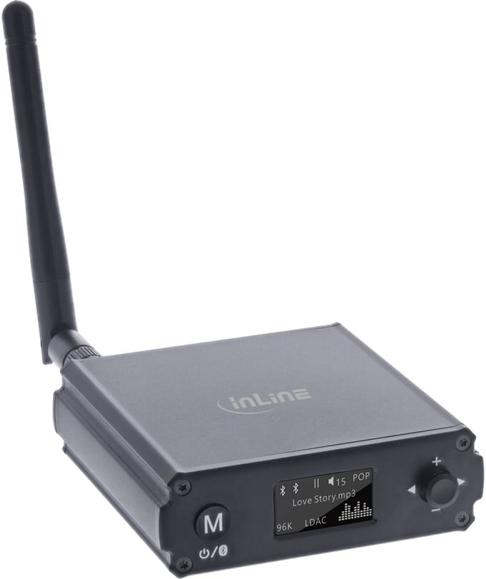 InLine® Bluetooth 5.1 HiFi-ontvanger & USB DAC, met LCD-scherm