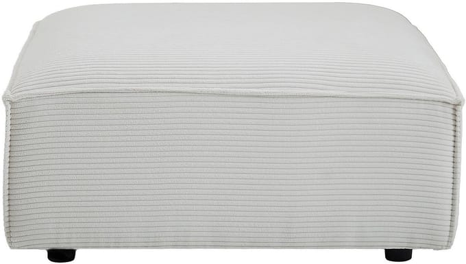 Vente-unique Poef in beige ribfluweel RUZOLO