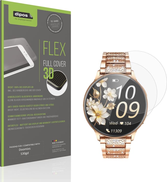 dipos FLEX – 2x Matte Screenprotector geschikt voor Doomixs S30gd | Volledige Schermbescherming | Case-Friendly