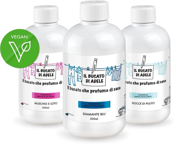 Il Bucato di Adele Wasparfum Diamante Blu 500ml + Schone Druppels 500ml + Musk & Lotus 500ml