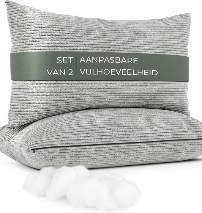 Set van 2 Fluwelen Sierkussens met Verstelbare Vulling | Zacht Corduroy Kussen