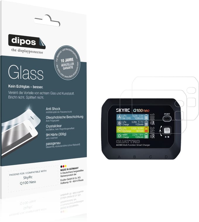 dipos – 2x Pantserfolie geschikt voor SkyRc Q100 Neo | 9H Screenprotector