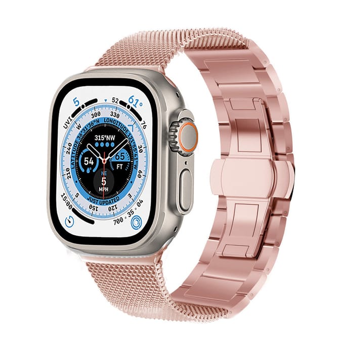 Apple Watch Ultra stalen Milanese band (rosé goud)