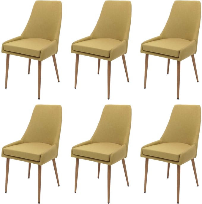 Set van 6 eetkamerstoel MCW-O27, keukenstoel gestoffeerde stoel, stof/textiel (280g/m²) metaal ~ groen