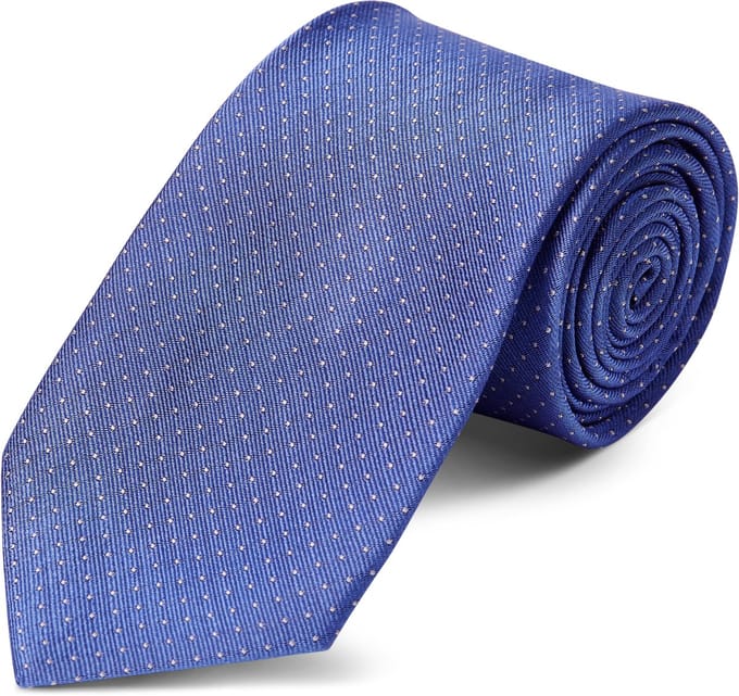 Pastelblauwe 8 cm Brede Zijden Stropdas met Polkadotmotief