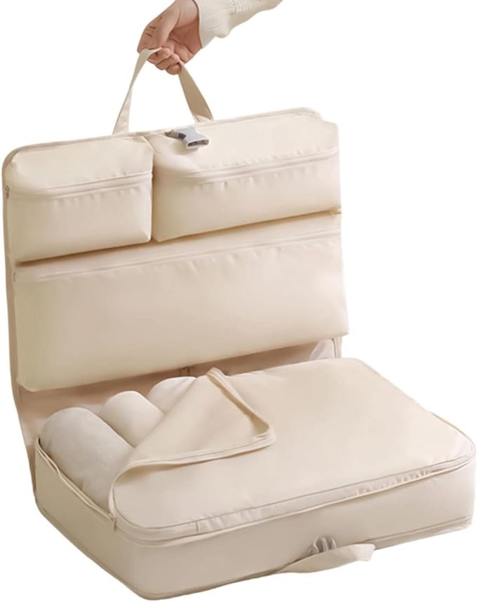 Ondergoed Reisorganizer - Kleding Map - Efficiënt Inpakken - Compressie Technologie - 25x16x3 cm - Crèmetinten