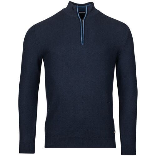 Baileys Trui Half Zip Structure Knit Combed Cotton Dark Blue / male