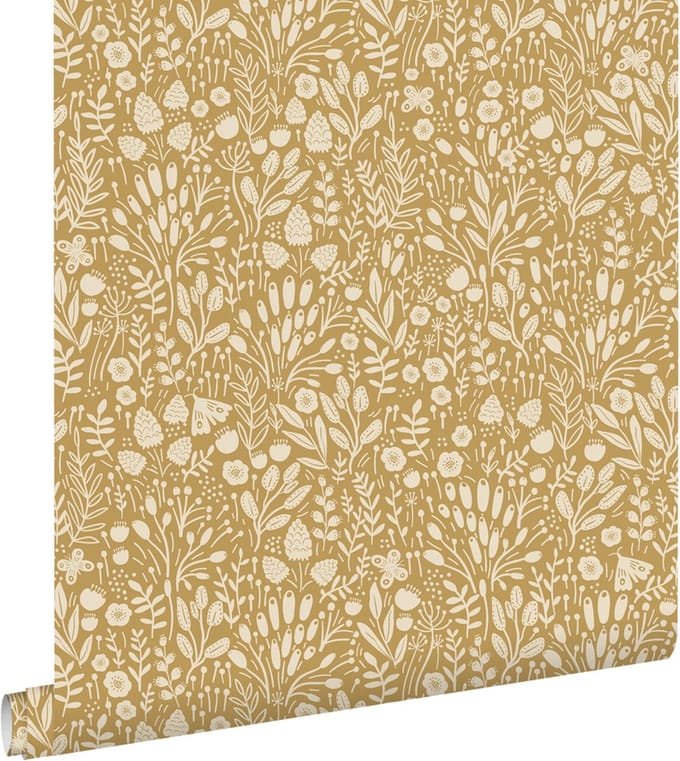 ESTAhome behang bloemetjes okergeel - 50 x 900 cm - 131252