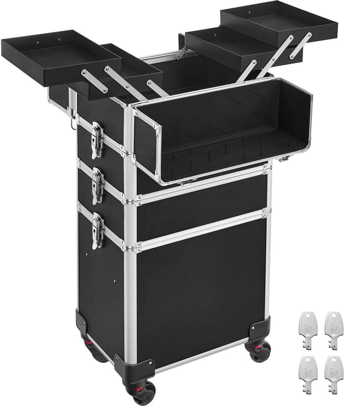 SONGMICS - Make Up Koffer - Afsluitbaar - 360° Draaibare Wielen