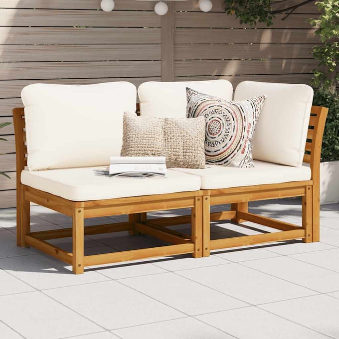 vidaXL - 2-delige - Loungeset - met - kussens - massief - acaciahout