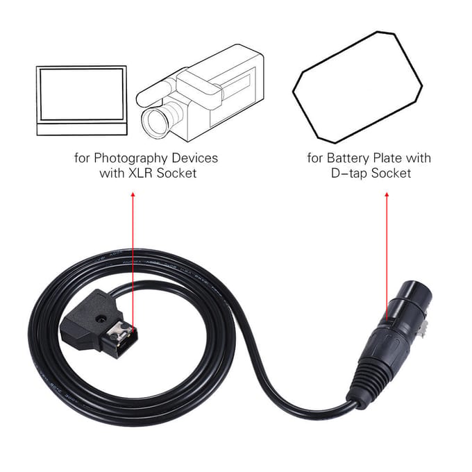 100cm/3.3ft D-Tap mannelijk naar XLR 4-pins vrouwelijk adapter voedingskabel snoer