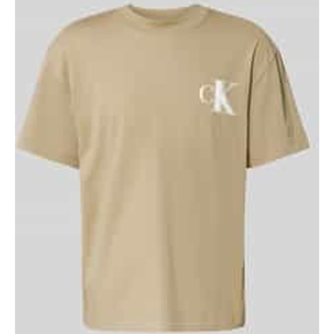 T-shirt met labelprint en ronde hals