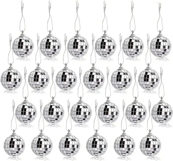 Livano Kerstballen - Kerstversiering - Plastic - Kerstballenset - Discoballen - 24 stuks