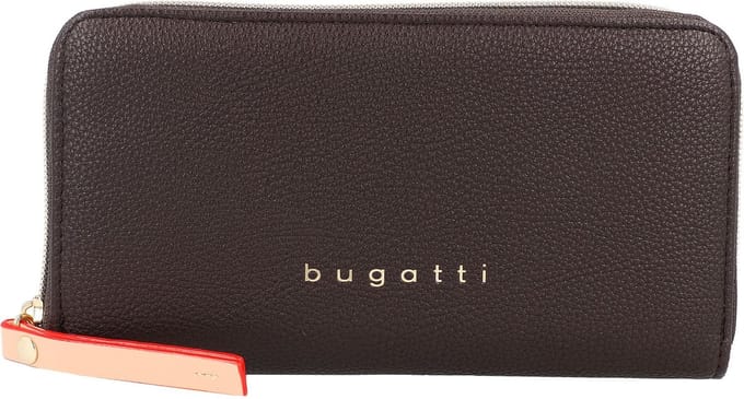 bugatti Portemonnee Ella Ladies Zip Around Wallet Darkbrown Bruine