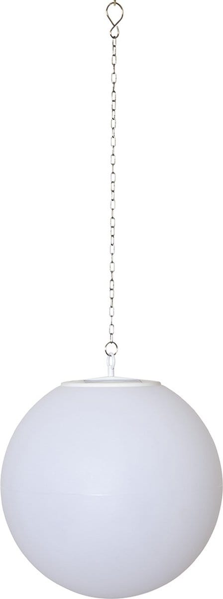 Star Trading solar decoratie Globy, hanglamp, wereldbol, wit, LED, warm wit, schemersensor, voor buiten, 30 cm