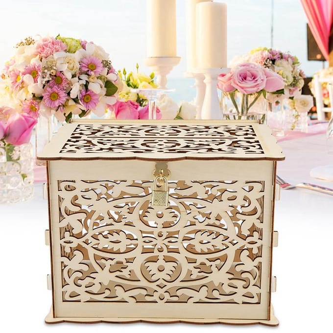 Bruiloft Kaartendoos met Sleutels DIY Geld Geschenkdoos Voor Verjaardagsfeest beige