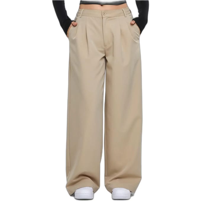 Urban Classics - Organic Ultra Wide Sweat Pants Wijde broek - S - Beige